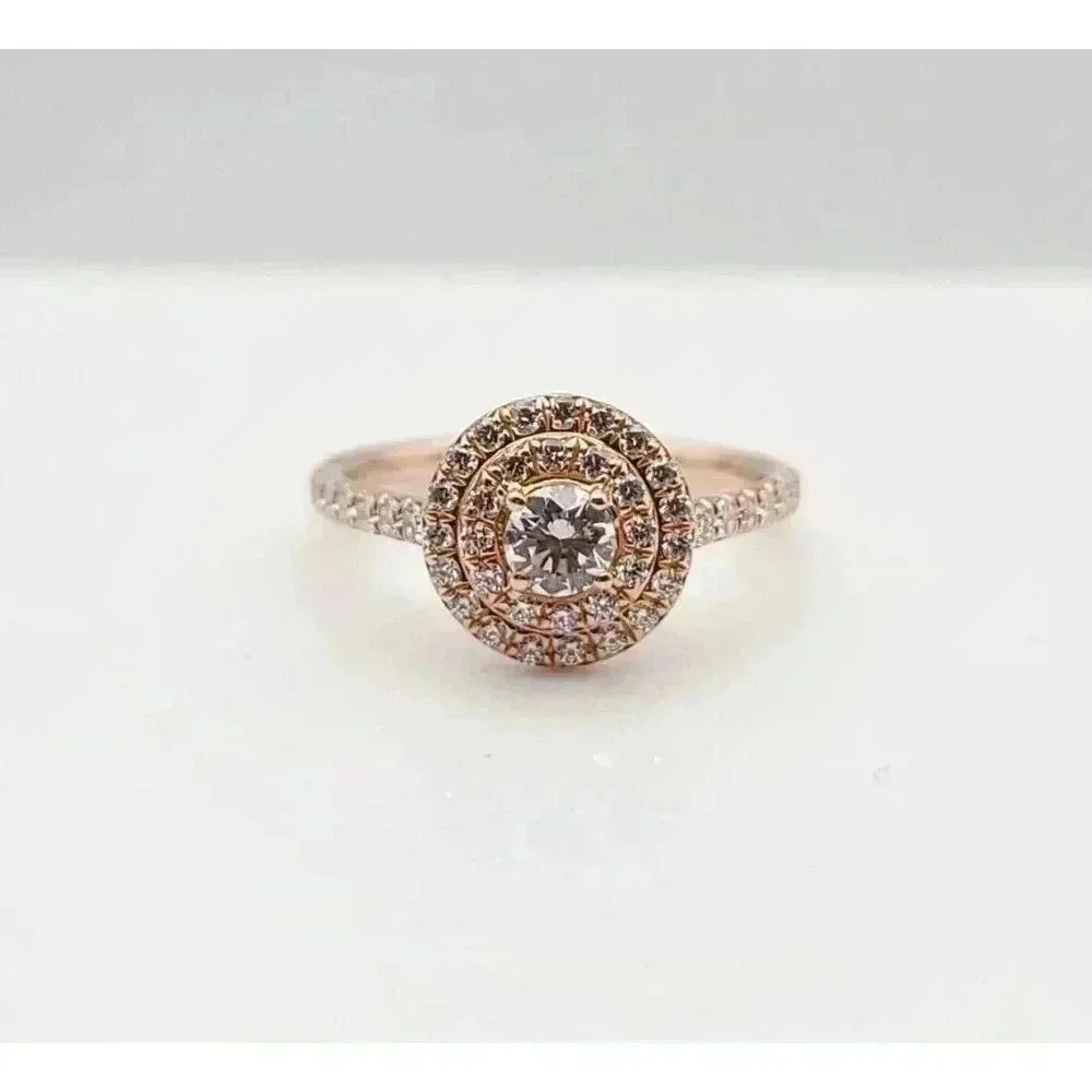 Tiffany & Co 18kt Rose Gold Soleste Diamond Halo Engagement Ring Size 4.5